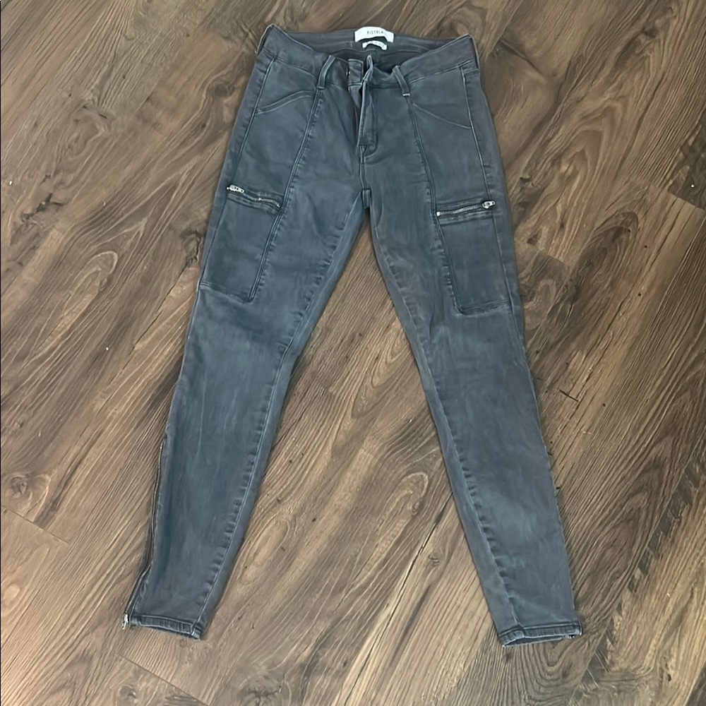 Pistola Gray Cargo Jogger Jeans w/ Zipper Pockets & Ankle Zips | Size 26